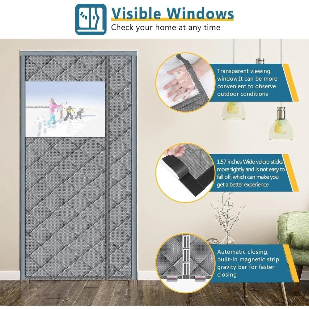 HOOTOWN Magnetic Thermal Door Curtain 34x82 | Insulated Draft Stopper | New